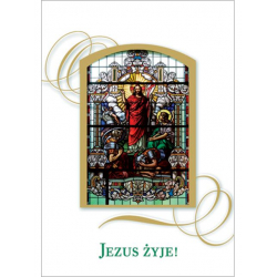 Kartka Wielkanocna z życzeniami Witraże Karnet z kopertą seria Jezus żyje 2